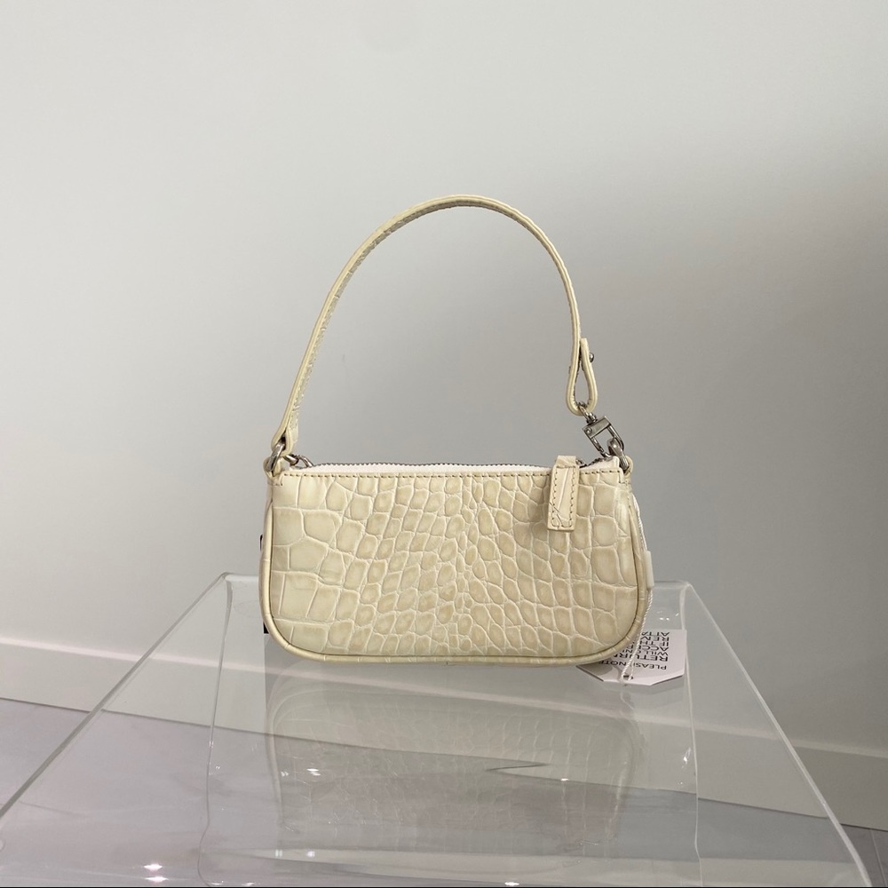 By Far Mini Rachel Cream Embossed Leather